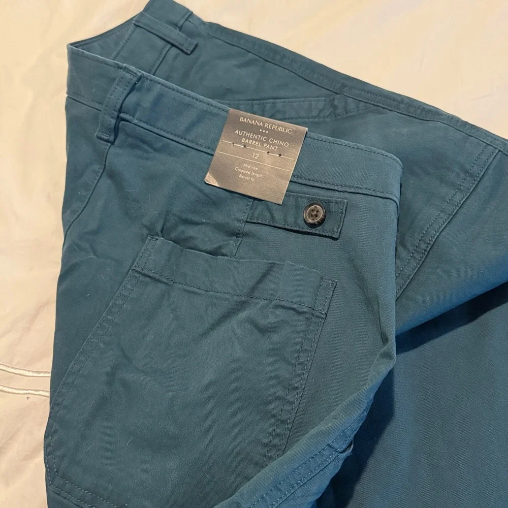 Banana Republic Factory Authentic Chino Barrel Pants in teal NWT size 12 - Picture 4 of 5